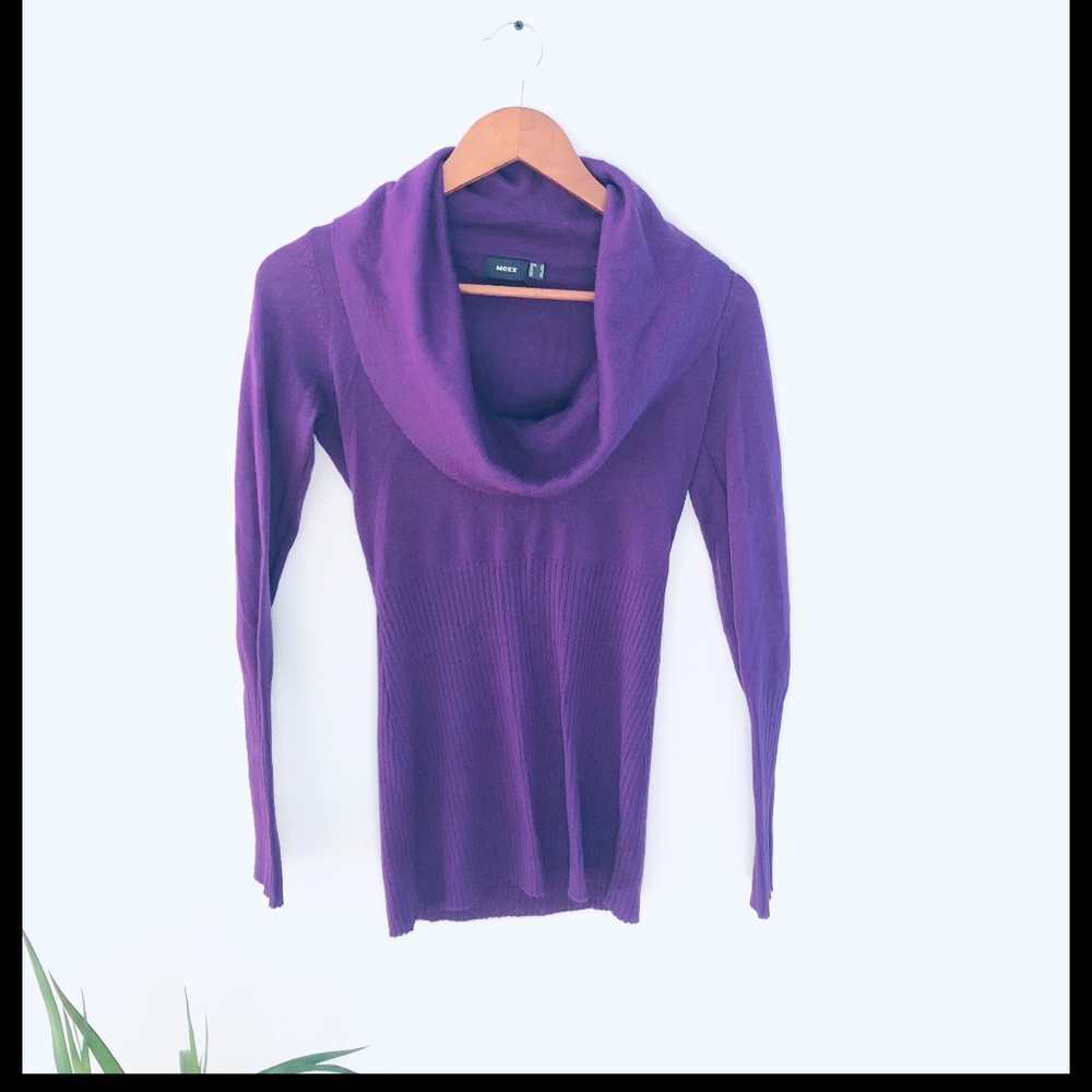 Mexx Cowl-Neck Wool Blend Sweater Purple Size XS